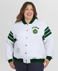 Wear by Erin Andrews Women's White/Green Wnba Full-Snap Fleece Sweatshirt Jacket
