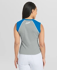 Wear by Erin Andrews Women's Gray Detroit Lions Cropped Raglan Tank Top