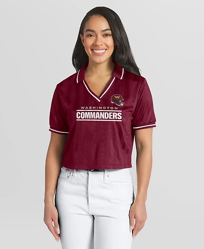 Wear by Erin Andrews Women's Burgundy Washington Commanders Cropped Jersey Polo Shirt