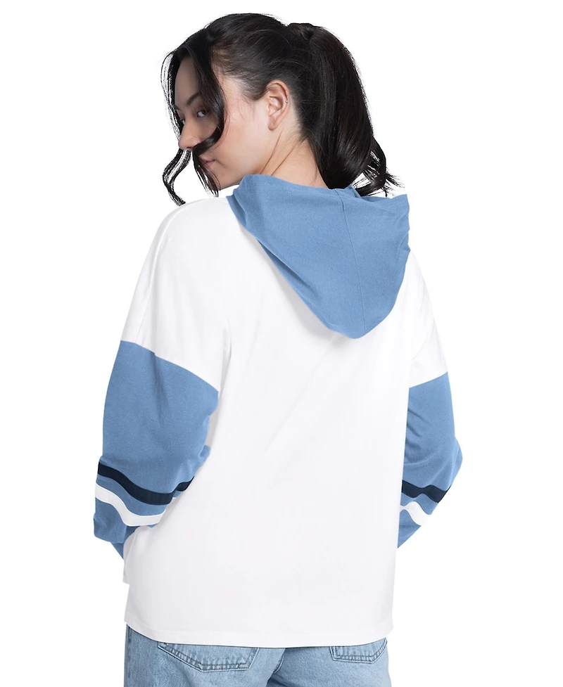 G-iii 4Her by Carl Banks Women's White/Blue Memphis Grizzlies Key Player Oversized Hooded Long Sleeve T-Shirt