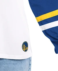 G-iii 4Her by Carl Banks Women's White/Royal Golden State Warriors Key Player Oversized Hooded Long Sleeve T-Shirt
