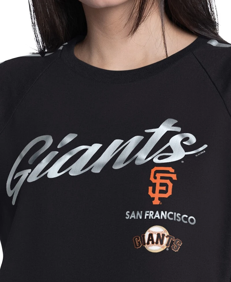 G-iii 4Her by Carl Banks Women's Black San Francisco Giants Classic Play Cropped Raglan T-Shirt