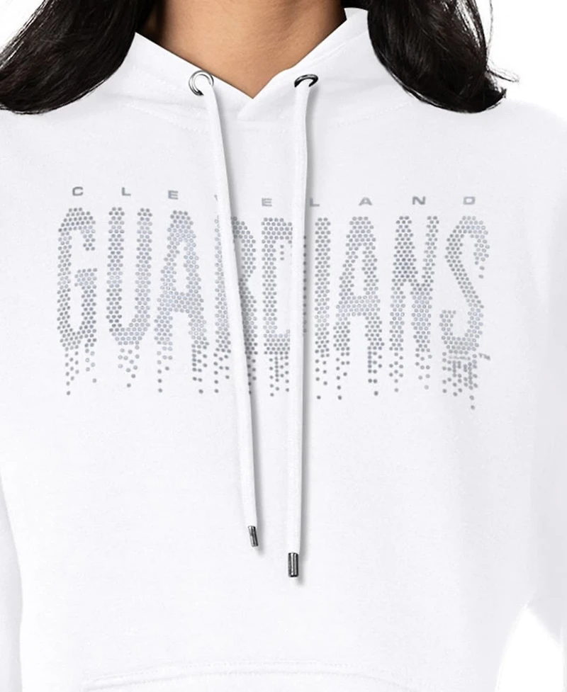 G-iii 4Her by Carl Banks Women's White Cleveland Guardians Metallic Drop Fleece Hoodie