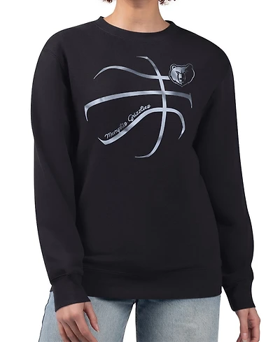 G-iii 4Her by Carl Banks Women's Black Memphis Grizzlies Metallic Print Basketball Sketch Fleece Sweatshirt