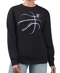 G-iii 4Her by Carl Banks Women's Black Memphis Grizzlies Metallic Print Basketball Sketch Fleece Sweatshirt