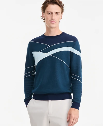 Alfani Men's Cotton Colorblocked Crewneck Sweater, Macy's Exclusive