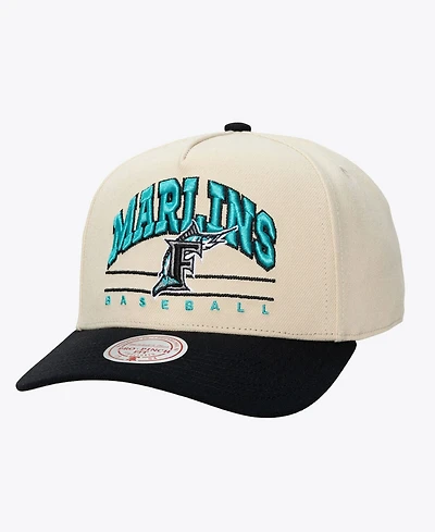 Mitchell & Ness Men's and Women's Cream Florida Marlins Retro Arch Pro Pinch Snapback Hat
