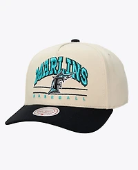 Mitchell & Ness Men's and Women's Cream Florida Marlins Retro Arch Pro Pinch Snapback Hat