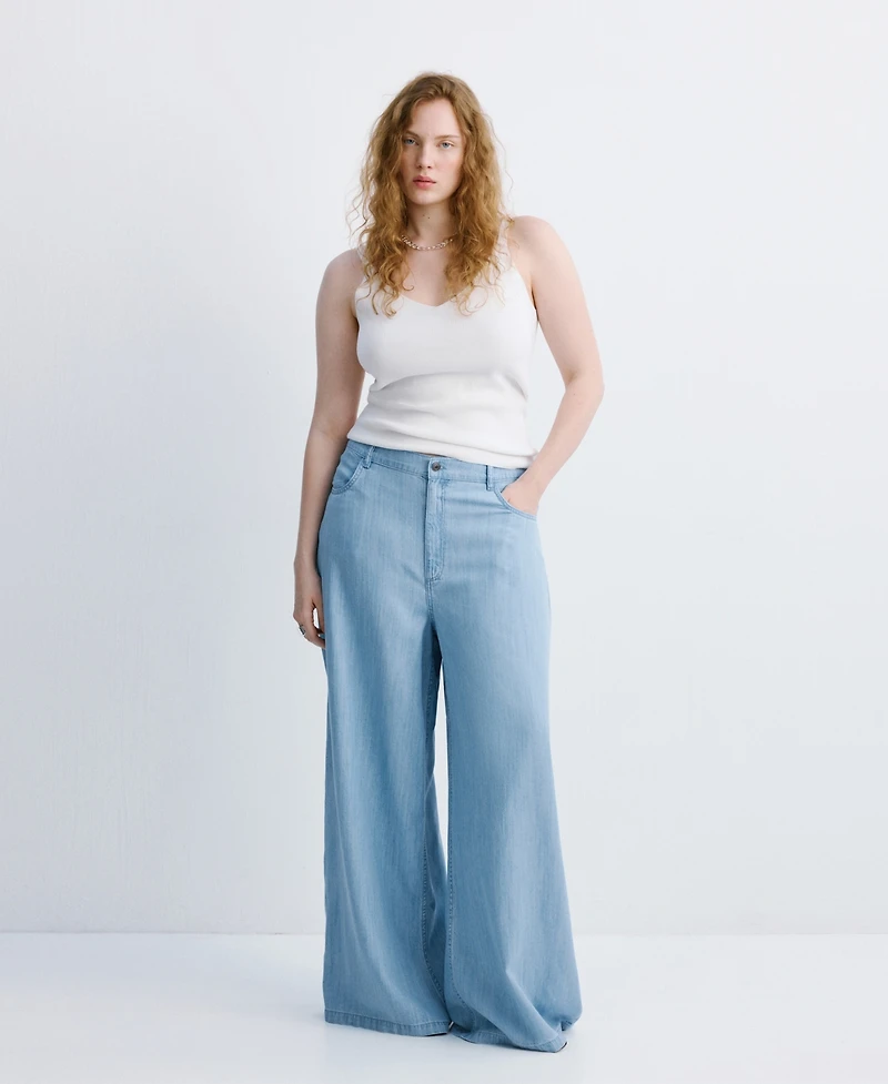 Mango Women's Mid-Rise Palazzo Jeans