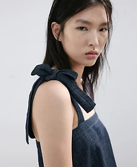 Mango Women's Tie-Up Straps Denim Top