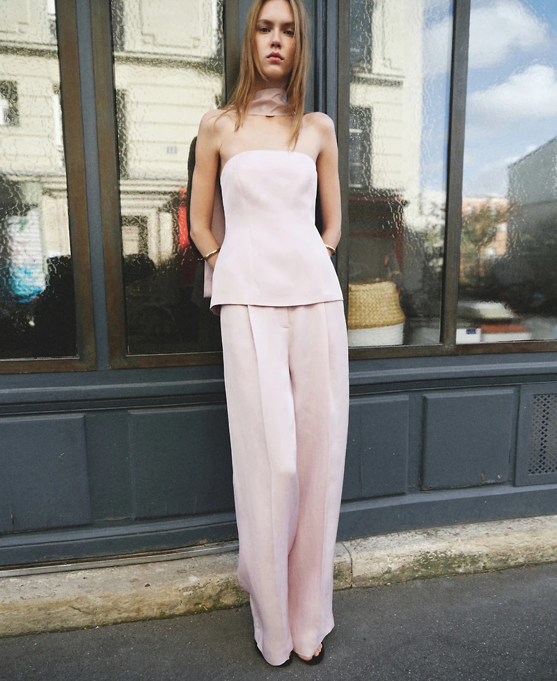 Mango Women's Straight-Fit Linen Suit Pants