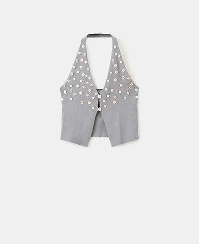 Mango Women's Decorative Buttons Fitted Top
