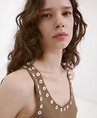 Mango Women's Decorative Buttons Sleeveless Top
