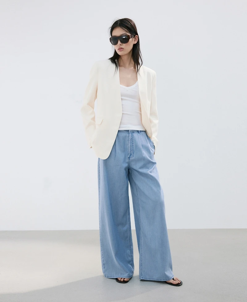 Mango Women's Wide Leg Lyocell Pants