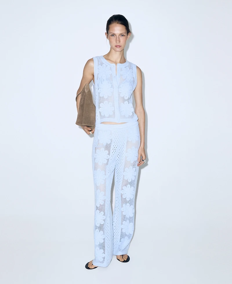 Mango Women's Openwork Embroidery Knit Vest