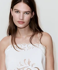 Mango Women's Lace Accents Embroidered Top