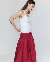 Mango Women's Shirred Waist Lyocell Skirt