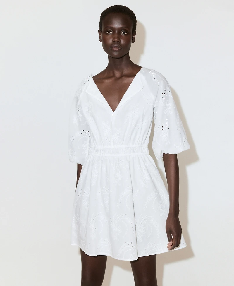 Mango Women's Embroidered Short Dress