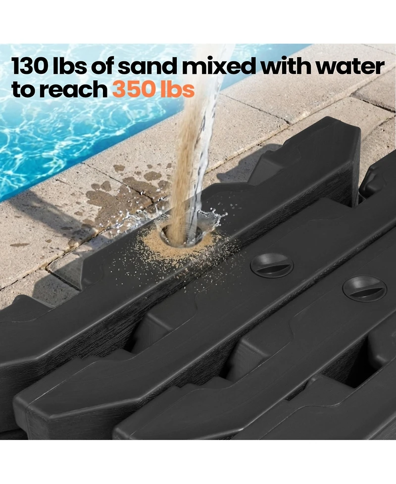 Pellebant 4-Piece Sand and Water Fillable Cantilever Patio Umbrella Base, Heavy Duty Offset Patio Umbrella Base