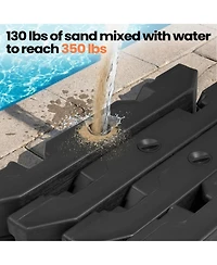 Pellebant 4-Piece Sand and Water Fillable Cantilever Patio Umbrella Base, Heavy Duty Offset Patio Umbrella Base