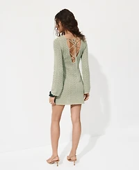 Mango Women's Back Neckline Crochet Dress
