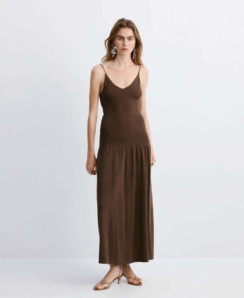 Mango Women's Gathered Detail Knitted Dress