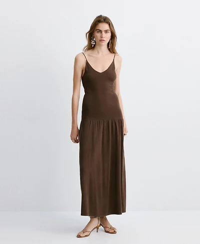 Mango Women's Gathered Detail Knitted Dress