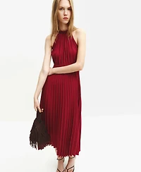 Mango Women's Pleated Halter Neck Dress