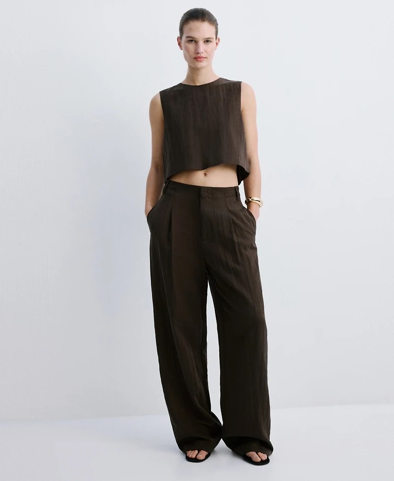 Mango Women's Back Buttons Lyocell Top