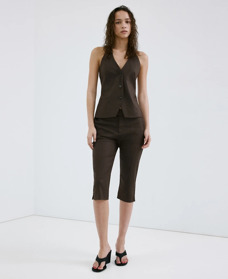 Mango Women's Halter Neck Linen Vest