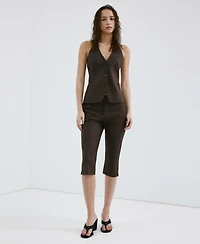 Mango Women's Halter Neck Linen Vest