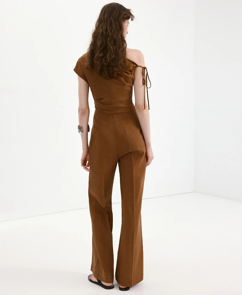 Mango Women's Asymmetrical Lyocell-Linen Jumpsuit