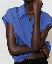 Mango Women's Short-Sleeved Lyocell Shirt