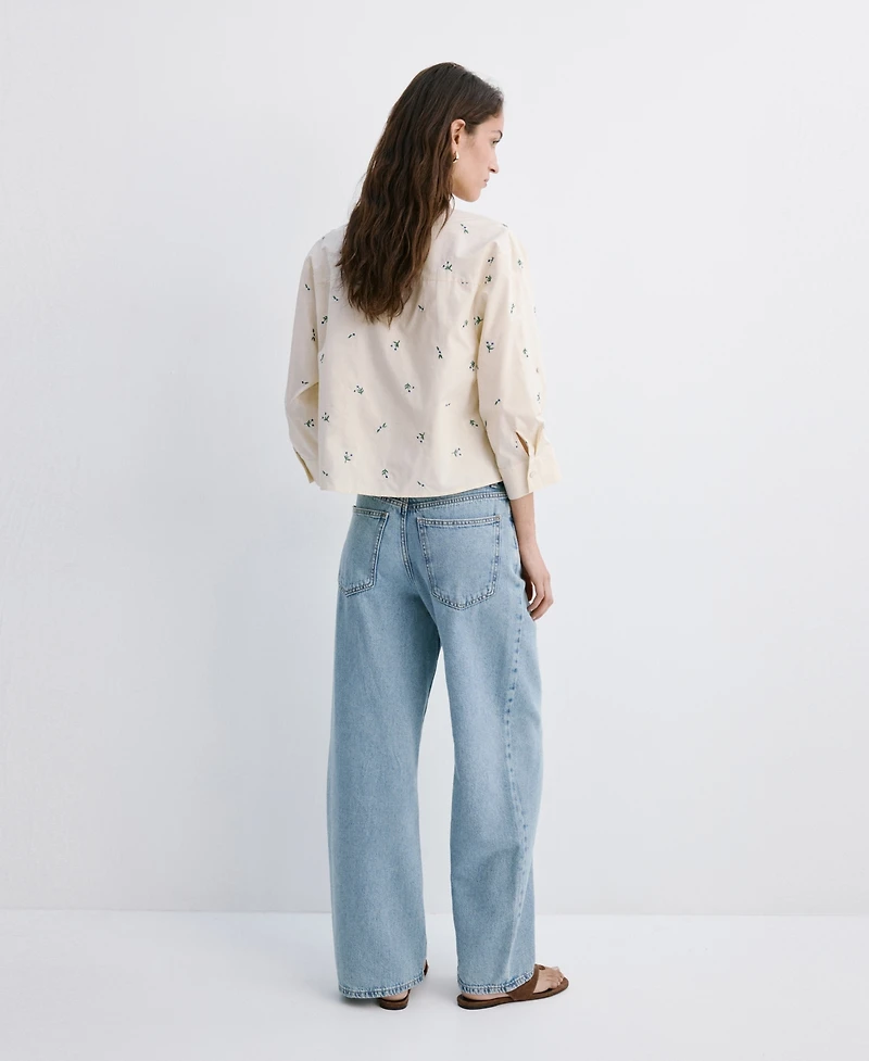 Mango Women's Embroidered Cotton Shirt