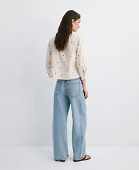 Mango Women's Embroidered Cotton Shirt