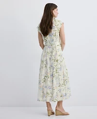 Mango Women's Floral-Print Shirt-Style Dress