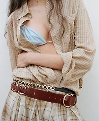 Mango Women's 100% Cotton Checkered Shirt