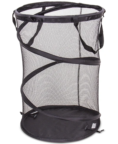Household Essentials Hamper with Mesh Band, Black