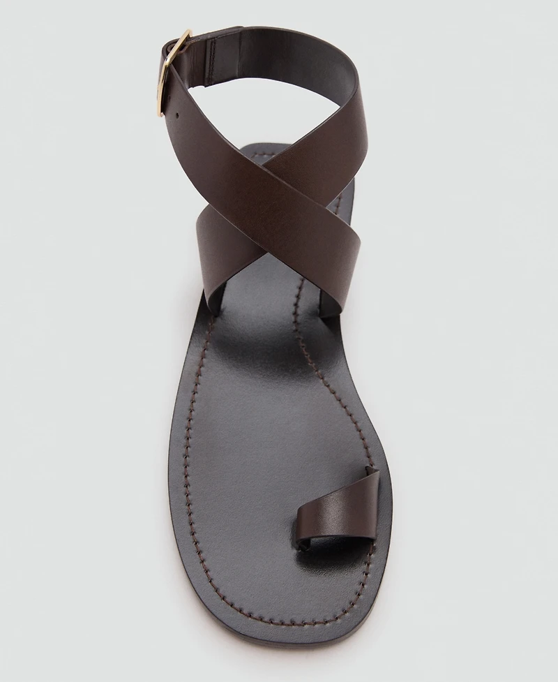Mango Women's Flat Leather Sandals