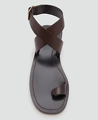 Mango Women's Flat Leather Sandals