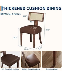 Gaomon Dining Chairs Set of 2, Mid Century Modern Upholstered Chairs with Rattan Wood Back, Armless Kitchen Chairs with Wood Legs