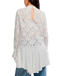 Free People Women's First Crush Mock Neck Lace Tunic Top
