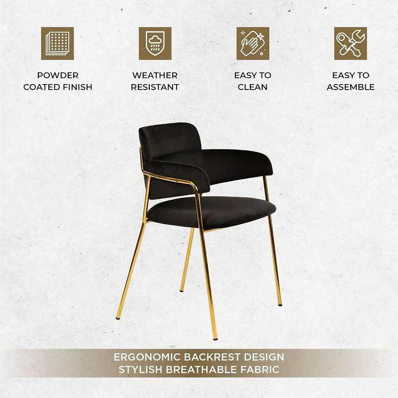 LeisureMod Axis Dining Chair, Velvet Upholstery with Stainless Steel Legs, Accent Side Chair for Modern Home, Kitchen and
