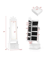 Sugift Kids Lighted Jewelry Armoire with Full-Length Mirror and Interior Led Lights