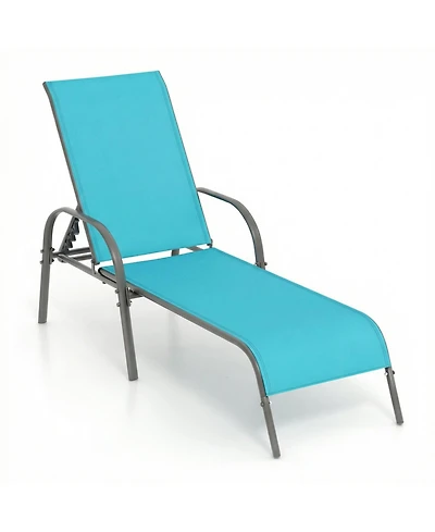Sugift Folding Patio Chaise Lounge Chair with 5-Position Backrest