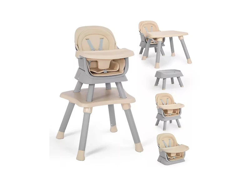 Kinder King 8-in-1 Baby High Chair Converts to Booster Seat and Kids Table Set with Removable Tray