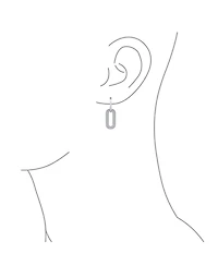 Bling Jewelry Geometric Vertical U Oval Micro Pave Cz Dangling Link Paperclip Earrings Gold Plated