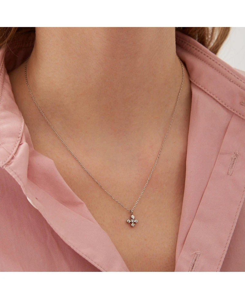 Spero London Four Cube Blocks Natural Textured Sterling Silver Authentic Pendant Necklace