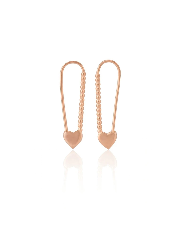 Spero London Heart Beaded Safety Pin Sterling Silver Earring