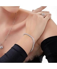 Spero London Heart Tennis Bracelet Sterling Silver